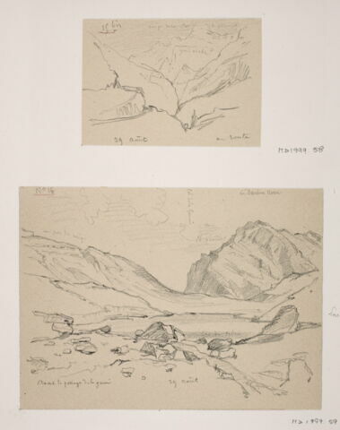 Album du "Voyage en Suisse". 1864, d'après Constant DUTILLEUX - Paysage de montagne "29 Août"