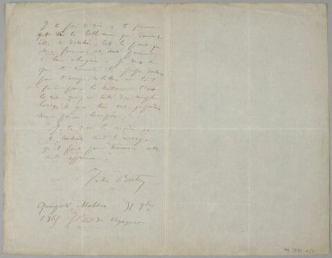 Lettre autographe signée de Jules BRETON à Alfred Robaut, Quimperlé, 31 octobre 1865, image 2/2