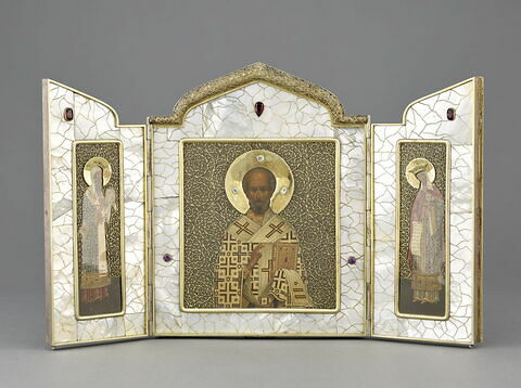 Icône en triptyque représentant saint Nicolas, sainte Alexandra et saint Alexis, image 8/9