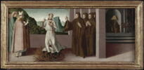 Trois scènes de la vie de saint Jean Gualbert : En présence de saint Jean Gualbert, le bienheureux Petrus Igneus subit l'ordalie du feu contre l'archevêque de Florence., image 1/2
