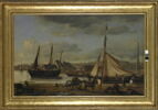 Une Marine, ou L'avant-port de Rouen,dit aussi Le quai des Marchands à Rouen, image 2/3