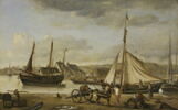 Une Marine, ou L'avant-port de Rouen,dit aussi Le quai des Marchands à Rouen, image 1/3