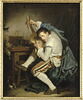 Un Oiseleur qui, au retour de la chasse, accorde sa guitare, image 1/4