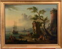 Vue d'un port avec fontaine, image 1/3