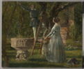 Jardin des parents du peintre à Ringsted (Danemark) avec une vieille cuve baptismale, image 1/3