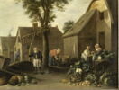 Paysage villageois avec cour de ferme, légumes et fruits, image 3/3