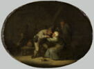 Scène d'intérieur avec homme embrassant une vieille femme, image 1/5