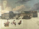 Entrée de Louis XVIII à Paris (3 mai 1814) ; passage du cortège sur le Pont-Neuf orné d'architectures provisoires ; au fond, le Louvre, image 4/6