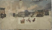 Entrée de Louis XVIII à Paris (3 mai 1814) ; passage du cortège sur le Pont-Neuf orné d'architectures provisoires ; au fond, le Louvre, image 1/6