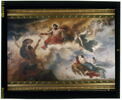 Plafond : Le Vésuve personnifié reçoit de Jupiter le feu qui doit consumer les villes d'Herculanum,de Pompéi et de Stabies., image 1/3