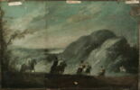 Marche de cavaliers dans un paysage montagneux, image 2/2