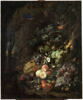 Fleurs, fruits, oiseaux et insectes dans un paysage avec ruines, avec une souris pénétrant dans un nid, image 1/4