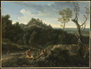 Paysage avec trois bergers et un troupeau de moutons, image 1/3