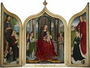 Triptyque de la famille Sedano : volet droit : Marie, épouse de Jean de Sedano, en prière avec saint Jean l'Évangéliste ; face externe : Ève, nue, image 5/11