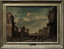 Vue de fantaisie du campo vaccino à Rome avec deux ânes, image 2/2