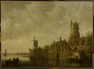 Paysage fluvial avec moulin et château en ruines, image 1/3