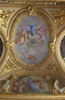 Plafond : Salon de la paix : au centre de la voûte: Allégorie du traite des Pyrénées ou La Paix fruit de la Guerre, image 8/11