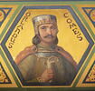 Plafond : Charlemagne, entouré de ses principaux officiers, reçoit Alcuin qui lui présente des manuscrits, ouvrage de ses moines, image 21/37