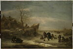 Rivière gelée avec couple patinant, image 1/6
