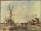 Patineurs hollandais avec deux moulins à droite, image 1/2