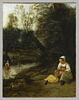 Femme épouillant une fillette au bord de l'eau, image 1/2