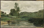 Optevoz (Isère). Blanchisseuse au bord de l'eau., image 1/3