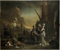 Port de mer méridional avec vendeur de colifichets, image 1/5
