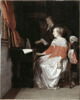 Joueuse de virginal et chanteur préparant unmorceau de musique ou Leçon de musique, image 6/7