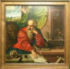 Saint Jérôme en méditation, avec son lion, tête de mort, livres, vase de fleurs et sablier, image 2/2