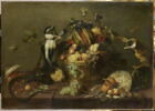Deux singes pillant une corbeille de fruits, image 1/2