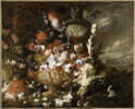 Vase de fleurs et fruits dans un paysage, image 12/12