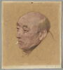 Tête d'homme de profil à gauche. Monsieur Lebel (ou Libel ?). Au verso : homme se drapant dans sa toge, image 1/6