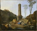Paysage avec bergère et son troupeau au pied d'une colonne, image 1/2