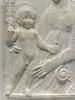 La Vierge a mi-corps assise sur un trône et tenant l'Enfant nu debout sur ses genoux et bénissant dans un encadrement à décor floral, image 2/4