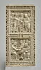 Plaque de reliure du psautier de Dagulf : saint Jérôme corrigeant le texte des Psaumes, image 1/2