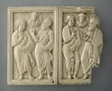 Diptyque ou plaque de reliure : deux apôtres entourant un médaillon du Christ, voir OA 3223. Jeu de tric-trac au revers, image 3/5