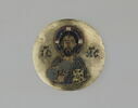 Médaillon en émail cloisonné sur or : Christ en buste bénissant, image 1/2