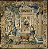 Saint Mammès venant se livrer au tribunal du gouverneur de la Cappadoce, de la tenture de l'histoire de saint Mammès, image 1/10
