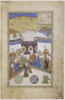 Majnun devant une assemblée de sages est reconnu par le chien de Layla (page d'un 