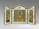 Icône en triptyque représentant saint Nicolas, sainte Alexandra et saint Alexis, image 1/9