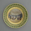 Assiette à dessert du service particulier de Napoléon Ier aux Tuileries et à Sainte-Hélène, représentant une vue du salon de la Victoire du Musée Napoléon, image 1/7